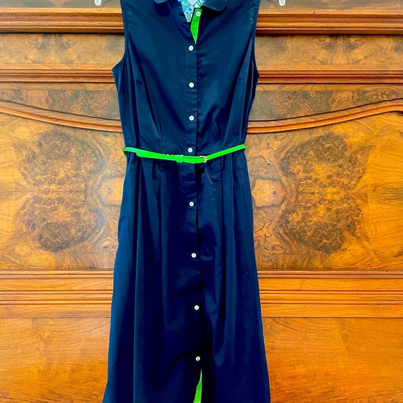 Tommy Hilfiger Navy/Green Sleeveless belted dress - Picture 12 of 12